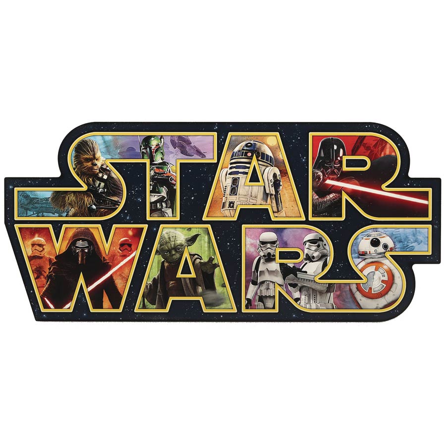 Star Wars Cast Logo Collage Wood Wall Art