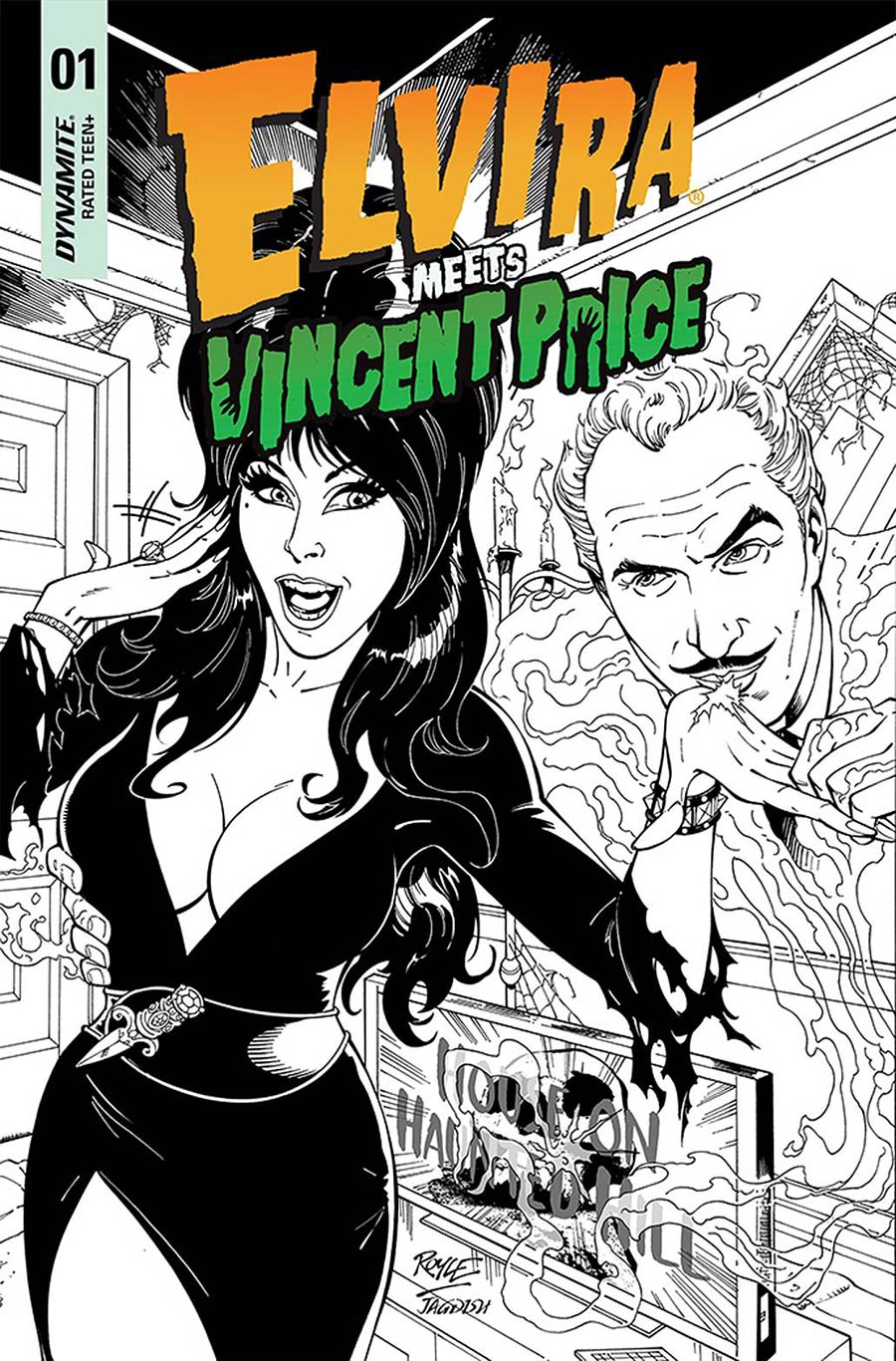 Elvira Meets Vincent Price #1 Cover G Incentive John Royle Line Art Cover