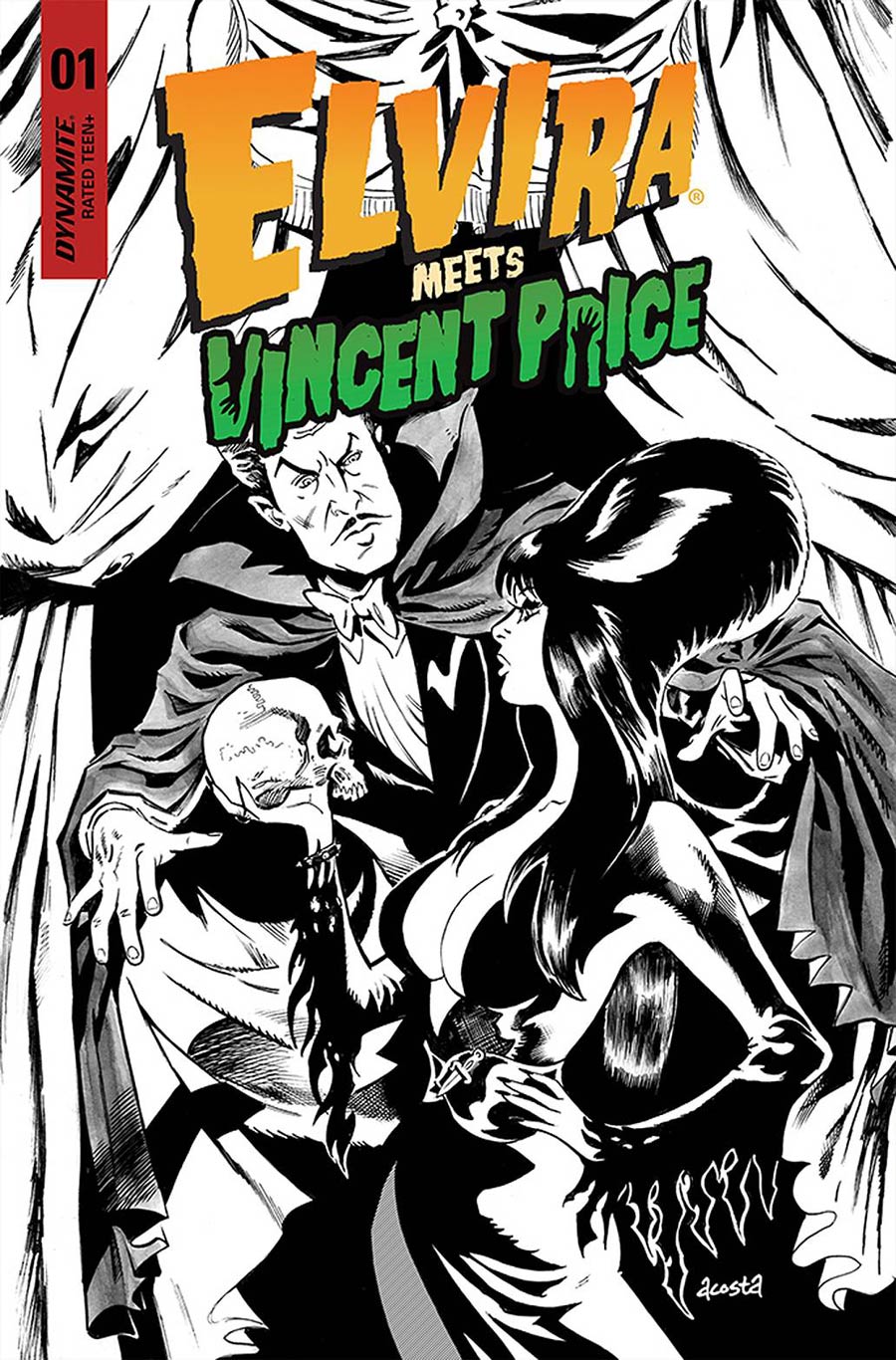 Elvira Meets Vincent Price #1 Cover H Incentive Dave Acosta Line Art Cover