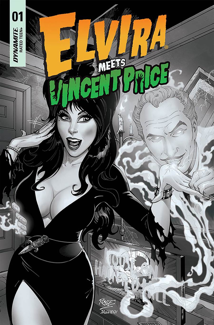 Elvira Meets Vincent Price #1 Cover J Incentive John Royle Black & White Cover