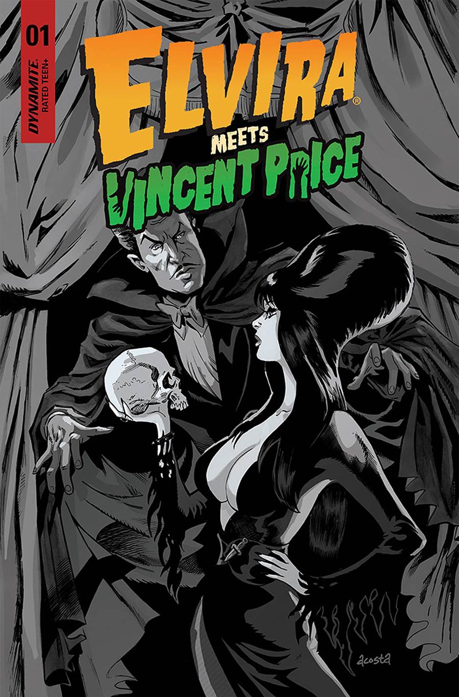 Elvira Meets Vincent Price #1 Cover K Incentive Dave Acosta Black & White Cover