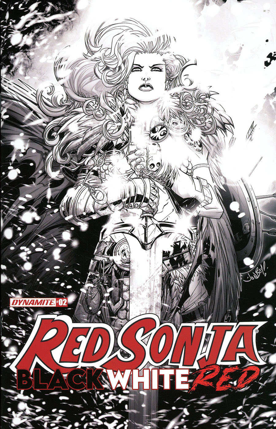 Red Sonja Black White Red #2 Cover E Incentive Jonboy Meyers Line Art Cover