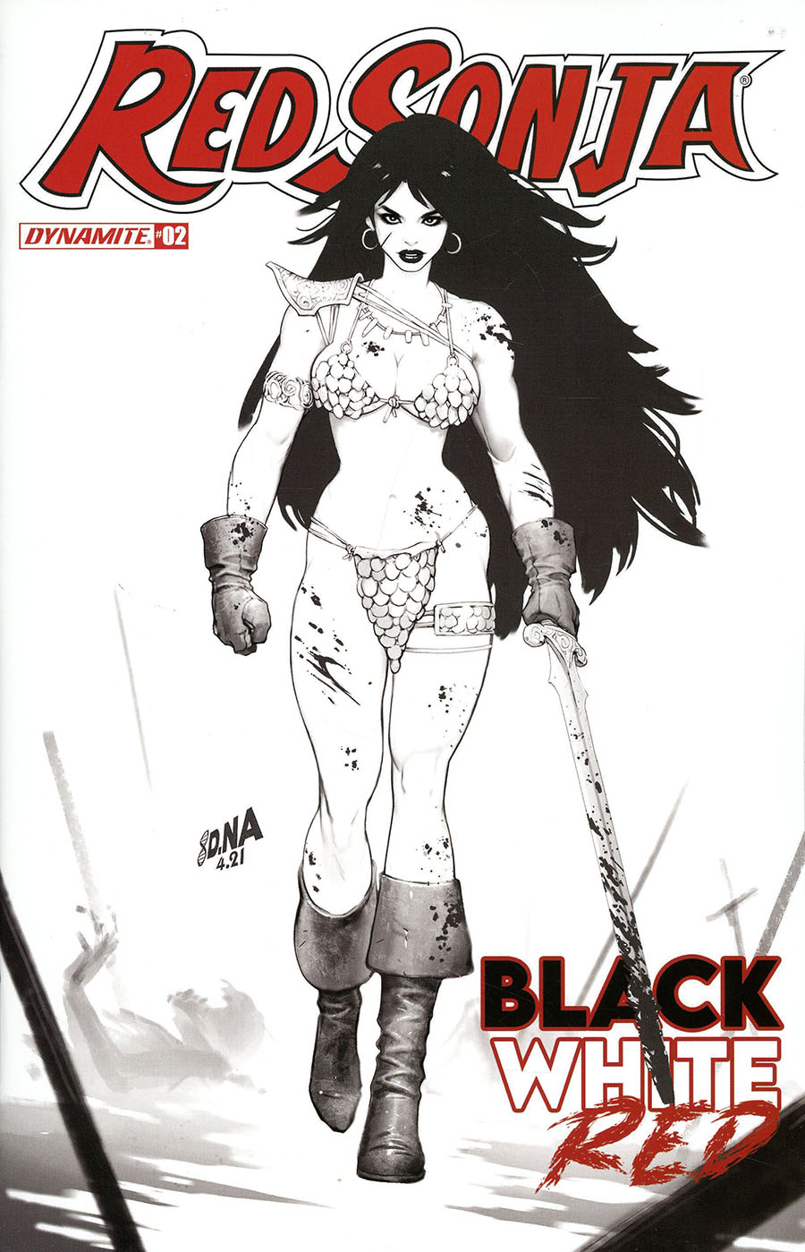 Red Sonja Black White Red #2 Cover F Incentive David Nakayama Line Art Cover