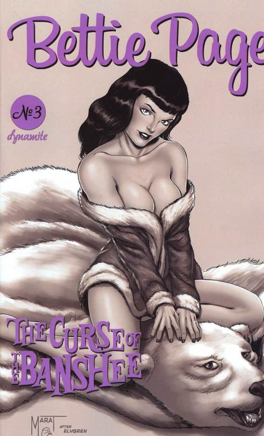 Bettie Page And The Curse Of The Banshee #3 Cover J Incentive Marat Mychaels Black & White Cover