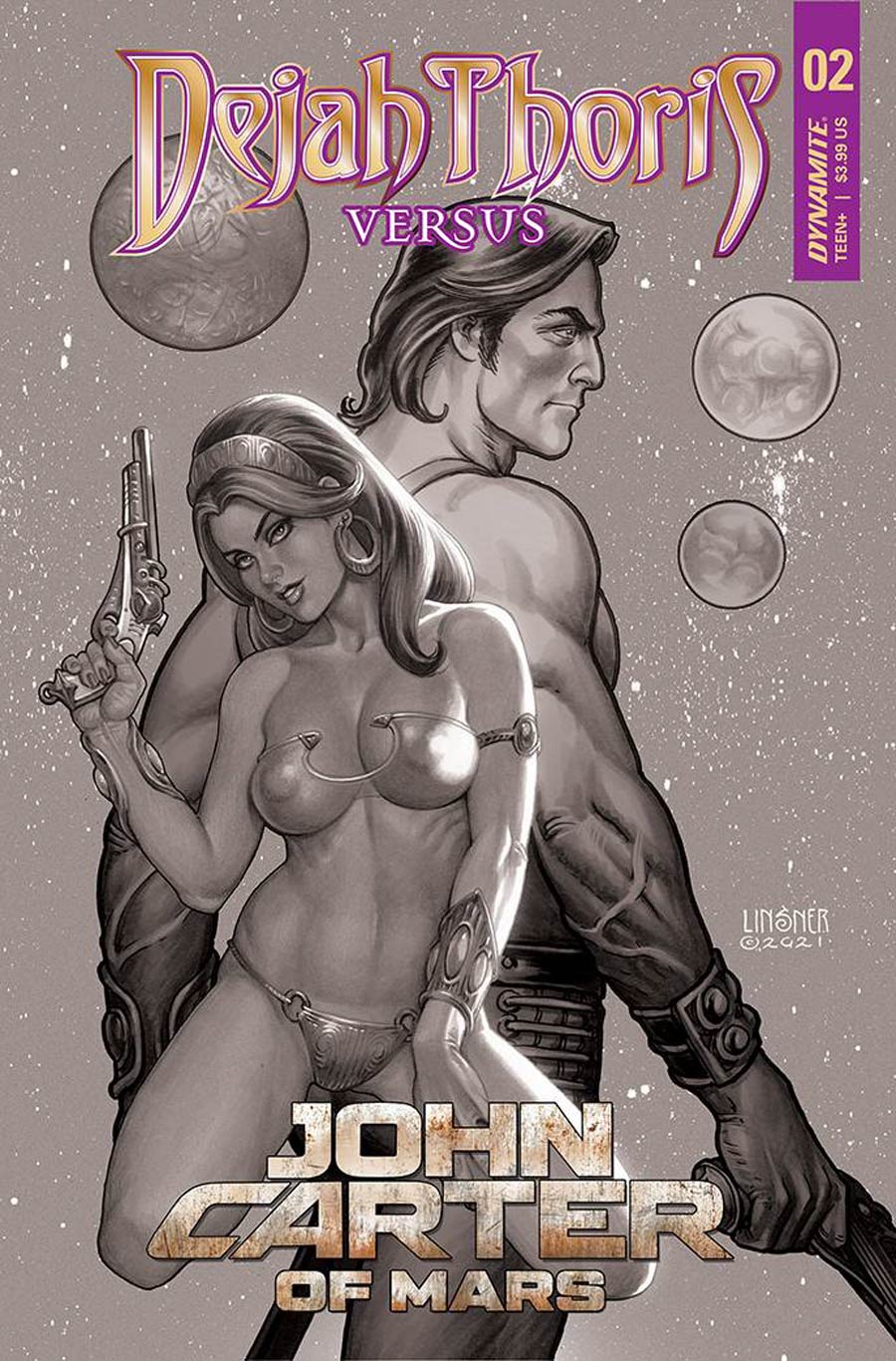 Dejah Thoris Versus John Carter Of Mars #2 Cover I Incentive Joseph Michael Linsner Black & White Cover