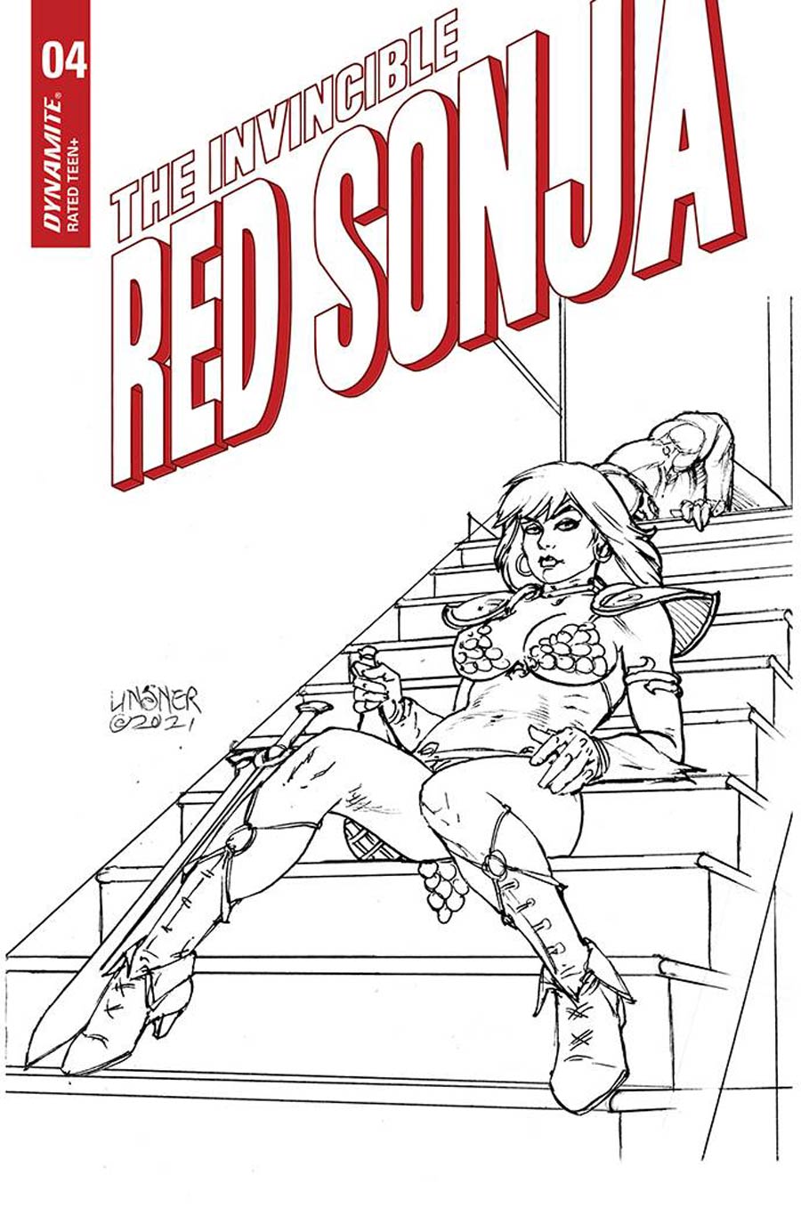 Invincible Red Sonja #4 Cover I Incentive Joseph Michael Linsner Line Art Cover