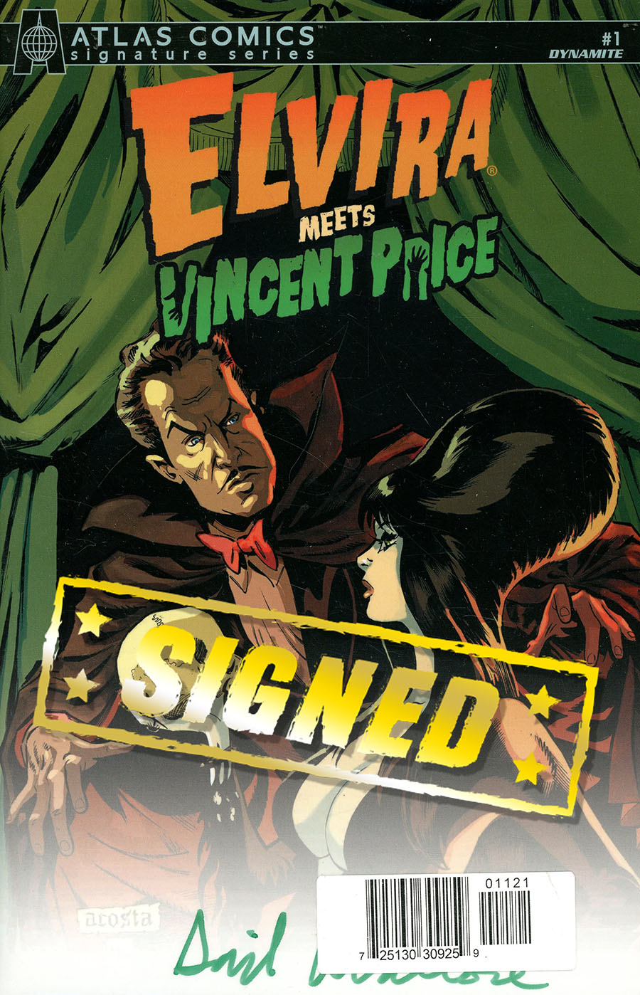 Elvira Meets Vincent Price #1 Cover O Atlas Comics Signature Series Signed By David Avallone