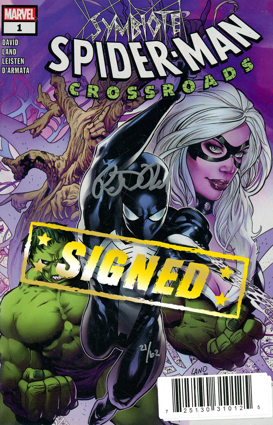 Symbiote Spider-Man Crossroads #1 DF Signed By Peter David Plus 1