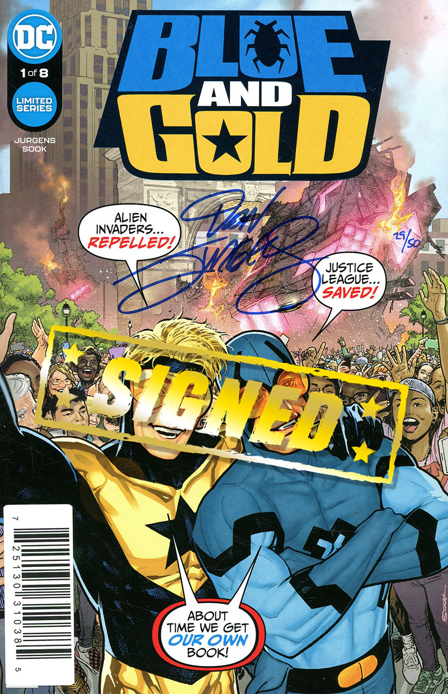 Blue & Gold #1 Cover C DF Signed By Dan Jurgens