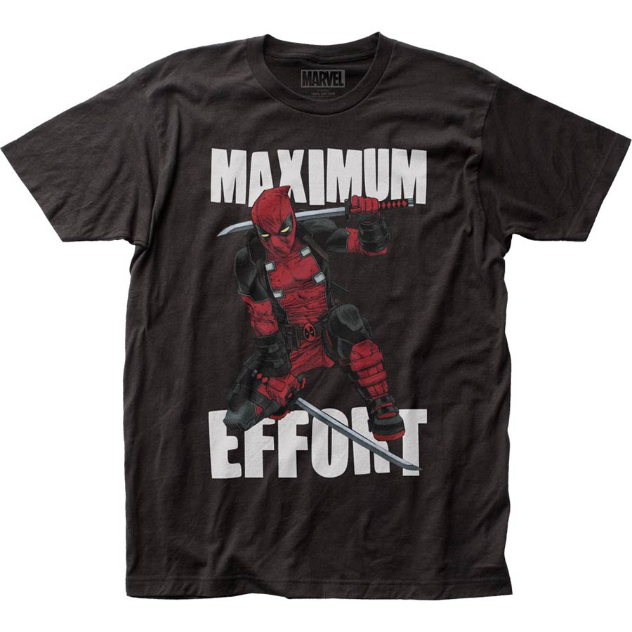 Deadpool Maximum Effort Fitted Jersey Black T-Shirt Large