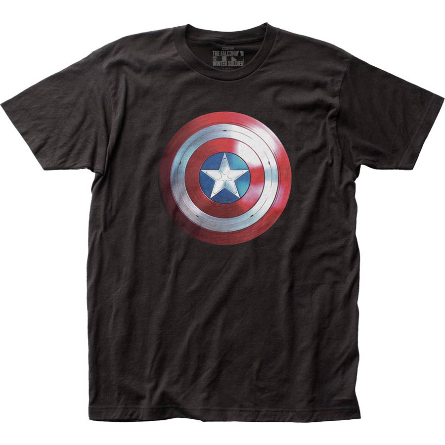 Falcon And The Winter Soldier Captain America Logo Fitted Jersey Black T-Shirt Large