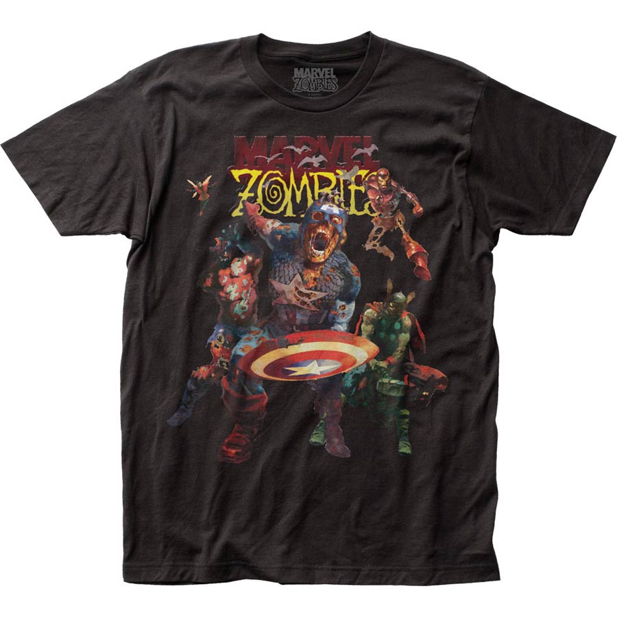 Marvel Zombies Zombie Avengers Fitted Jersey Black T-Shirt Large