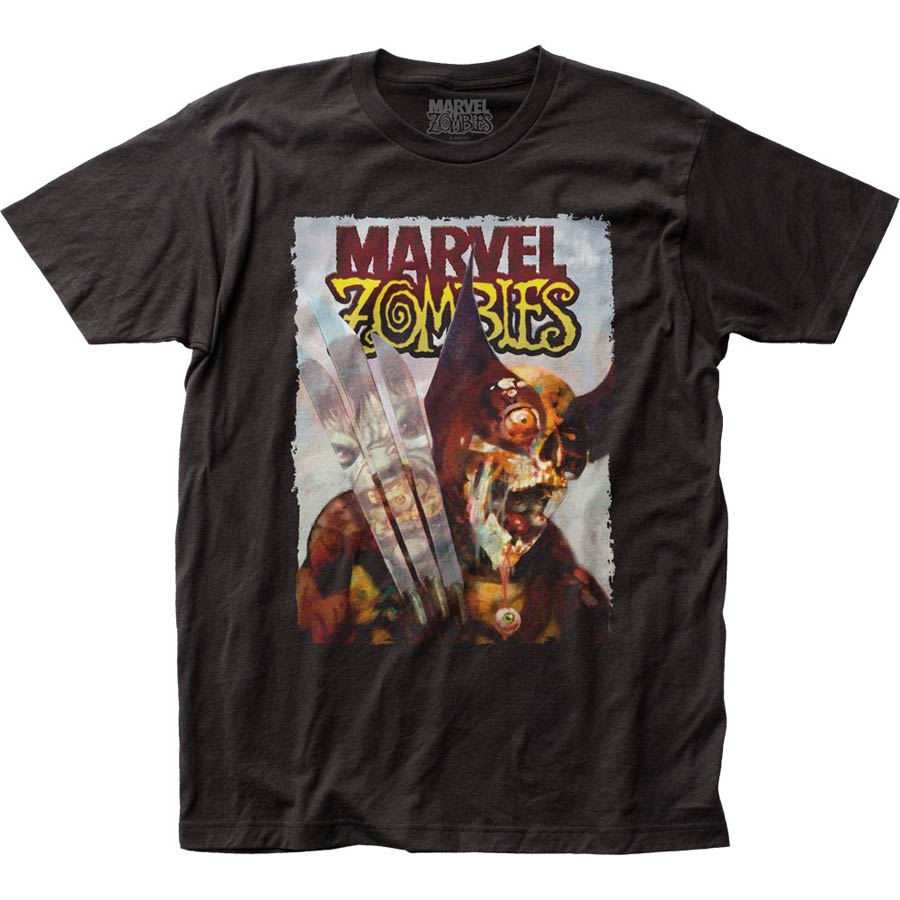 Marvel Zombies Wolverine vs Hulk Fitted Jersey Black T-Shirt Large