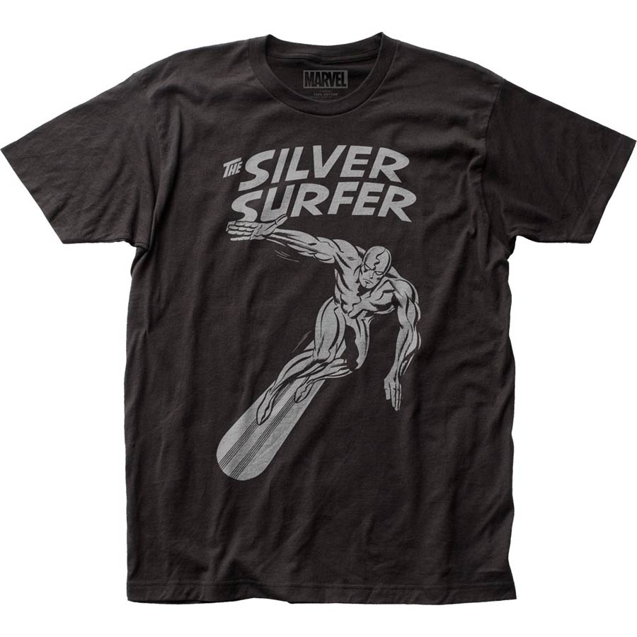Silver Surfer Cosmic Wanderer Fitted Jersey Black T-Shirt Large