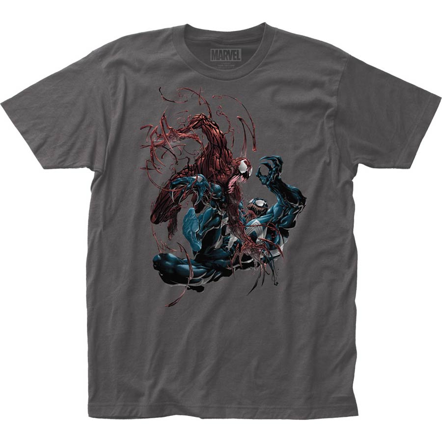 Venom Carnage vs Venom Fitted Jersey Charcoal T-Shirt Large