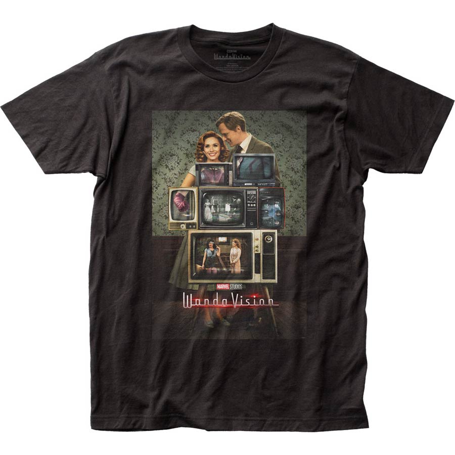 WandaVision TV Poster Fitted Jersey Black T-Shirt Large