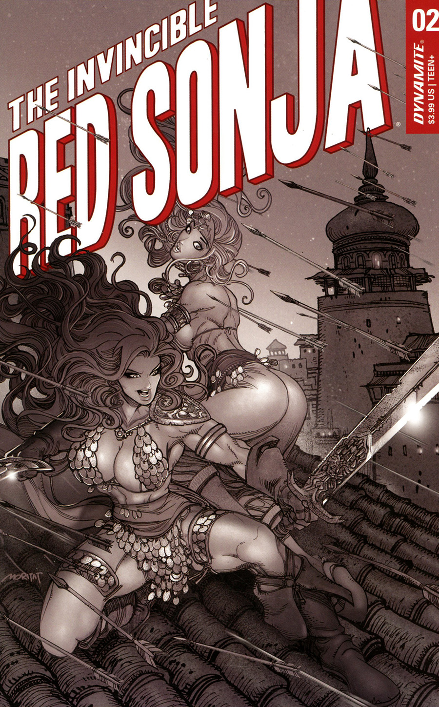 Invincible Red Sonja #2 Cover H Incentive Moritat Black & White Cover