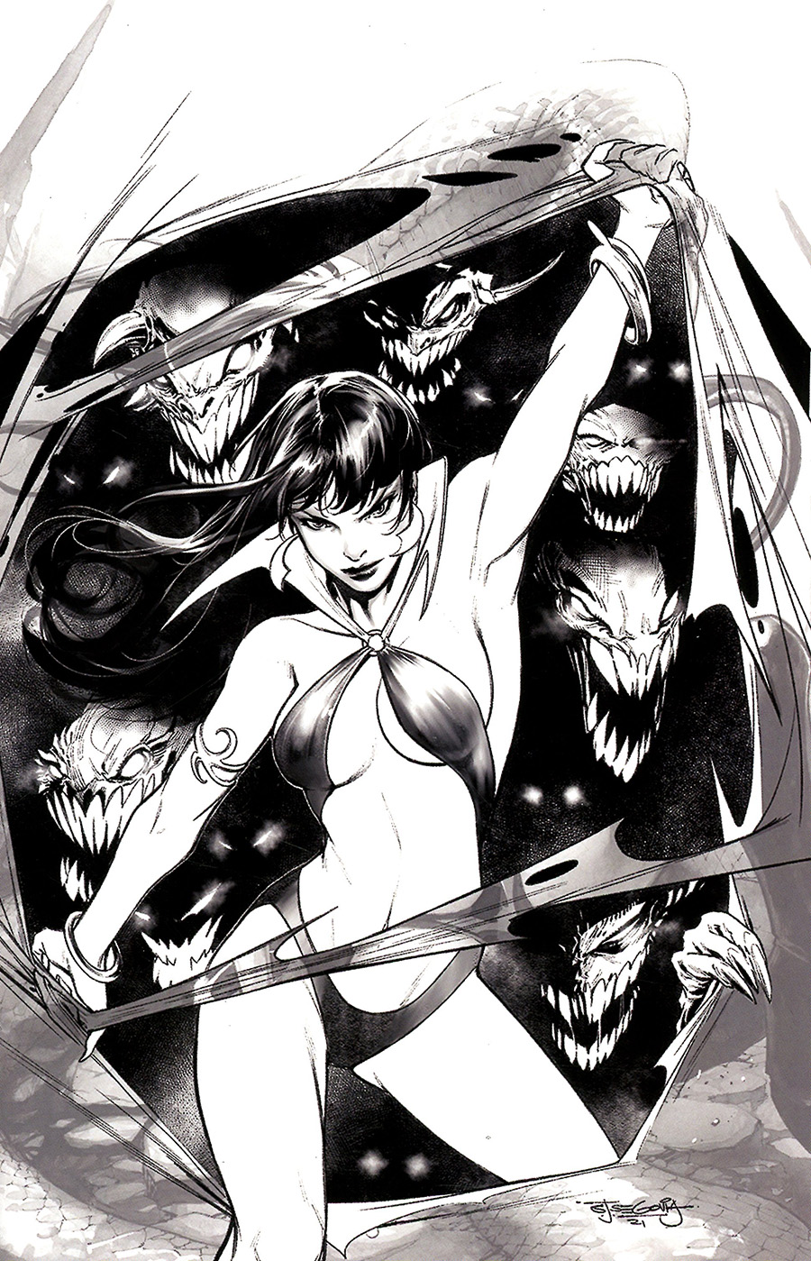 Vengeance Of Vampirella Vol 2 #19 Cover I Incentive Stephen Segovia Black & White Virgin Cover