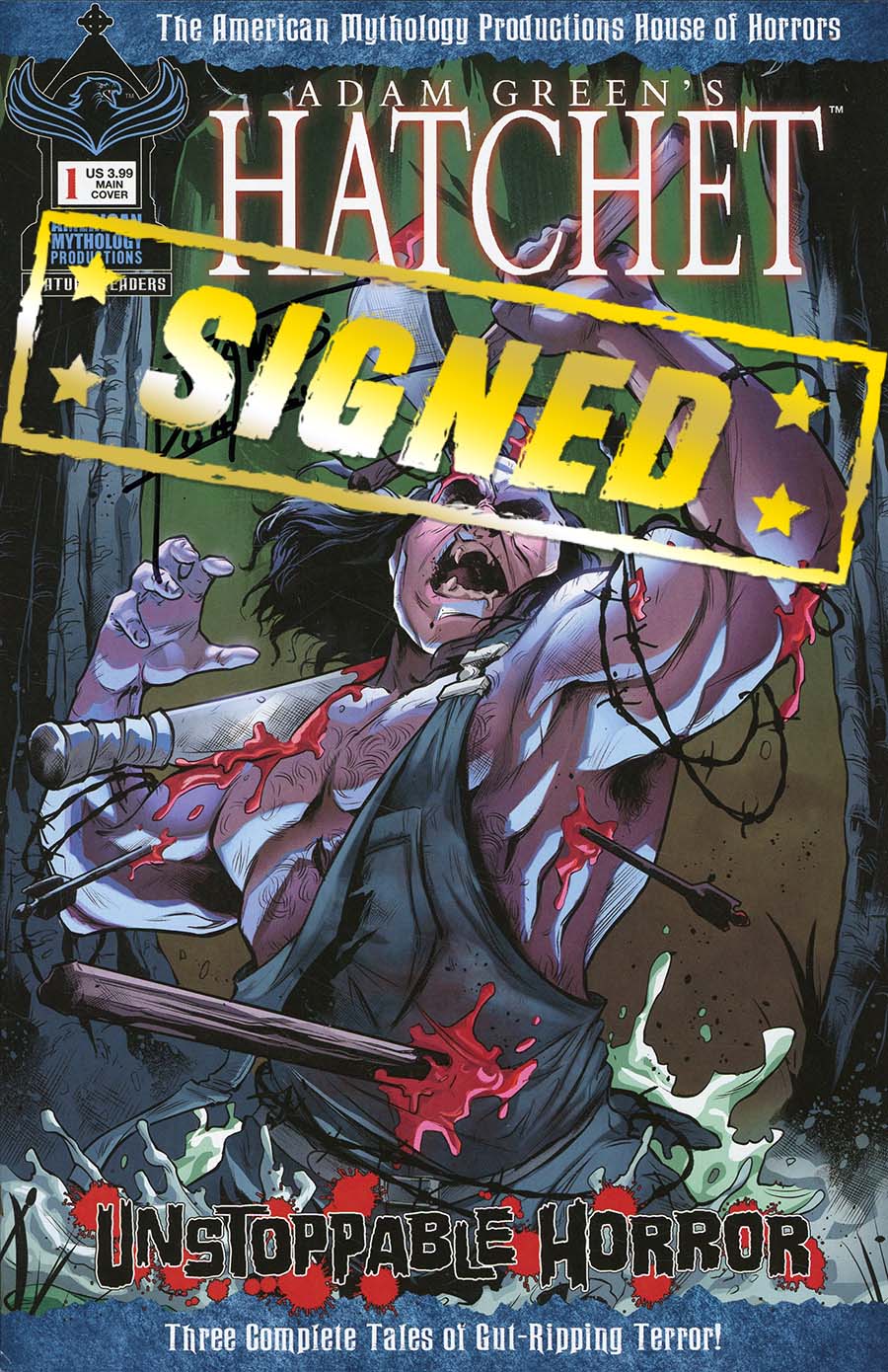 Adam Greens Hatchet Unstoppable Horror #1 Cover E Signed By James Kuhoric