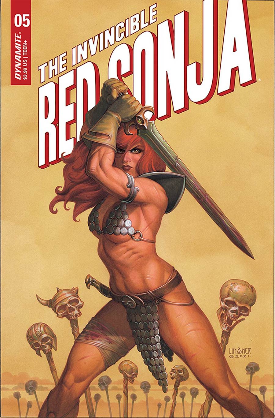 Invincible Red Sonja #5 Cover B Variant Joseph Michael Linsner Cover