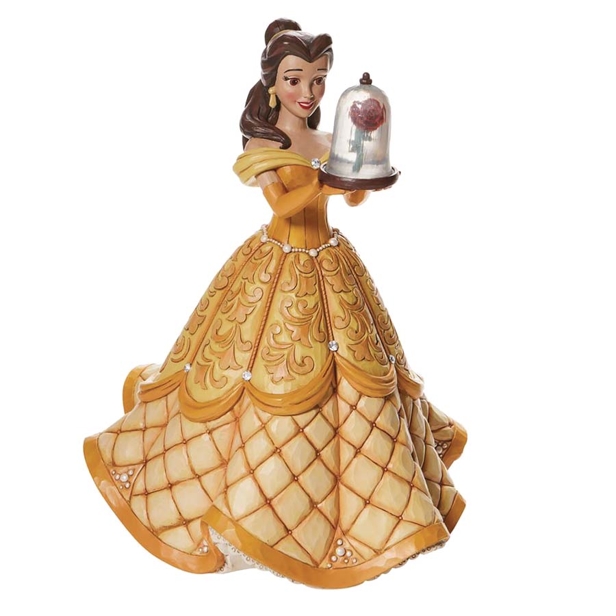 Disney Traditions Belle With Rose Deluxe 15-Inch Statue