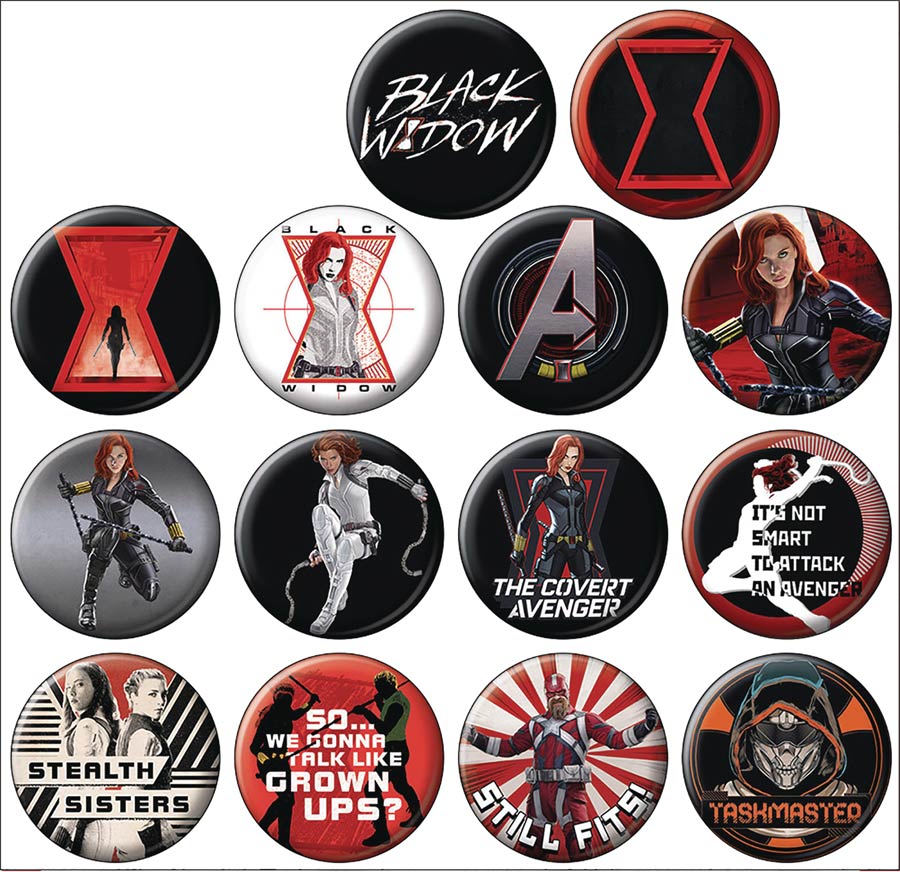 Black Widow Movie Button 144-Piece Assortment Display
