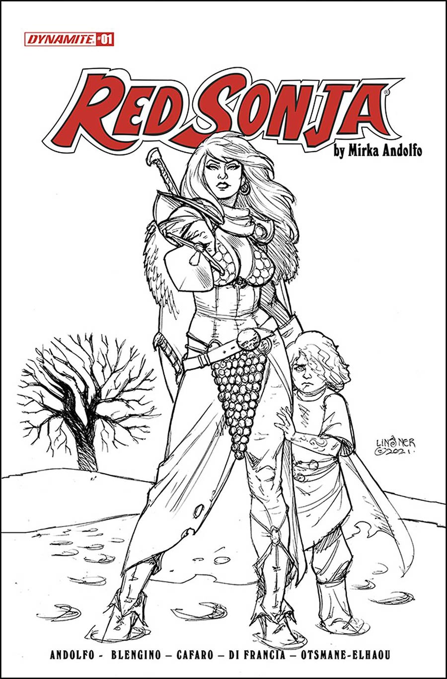 Red Sonja Vol 9 #1 Cover J Incentive Joseph Michael Linsner Black & White Cover