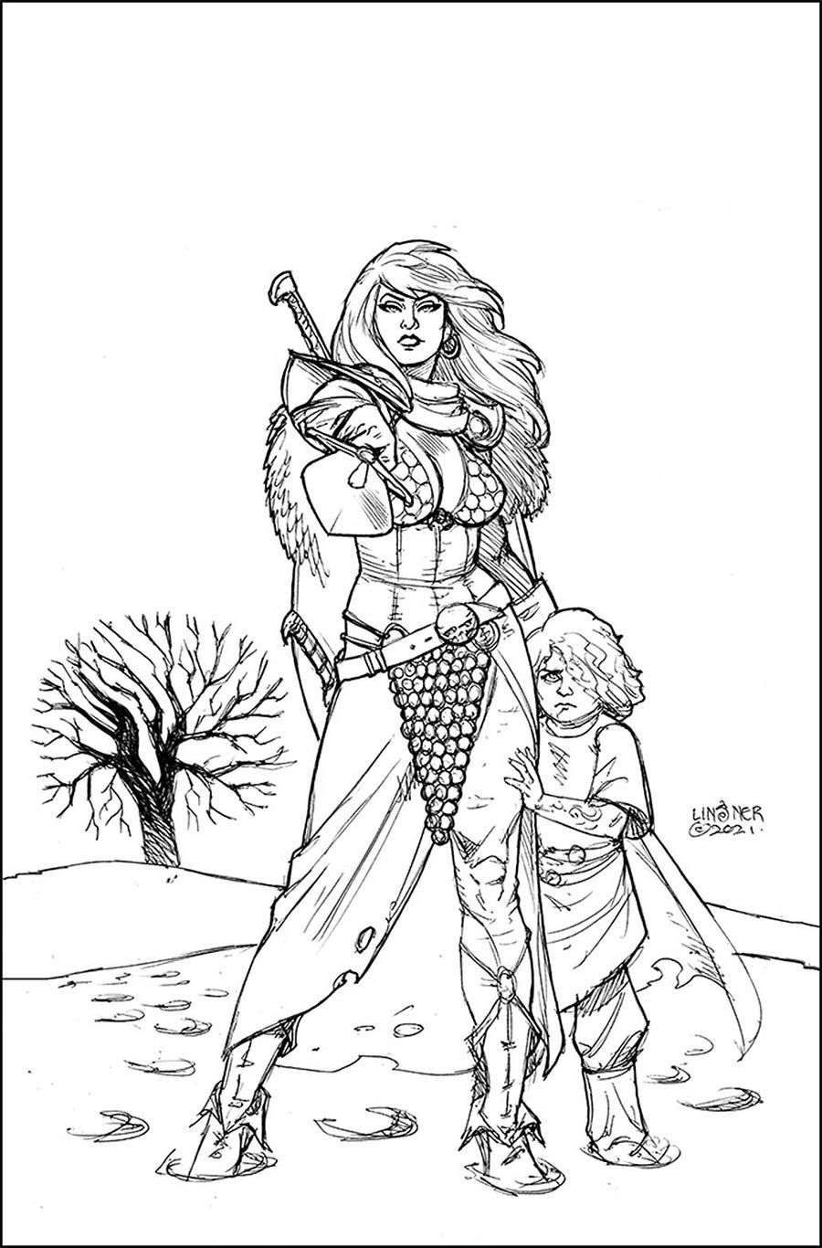 Red Sonja Vol 9 #1 Cover M Incentive Joseph Michael Linsner Black & White Virgin Cover