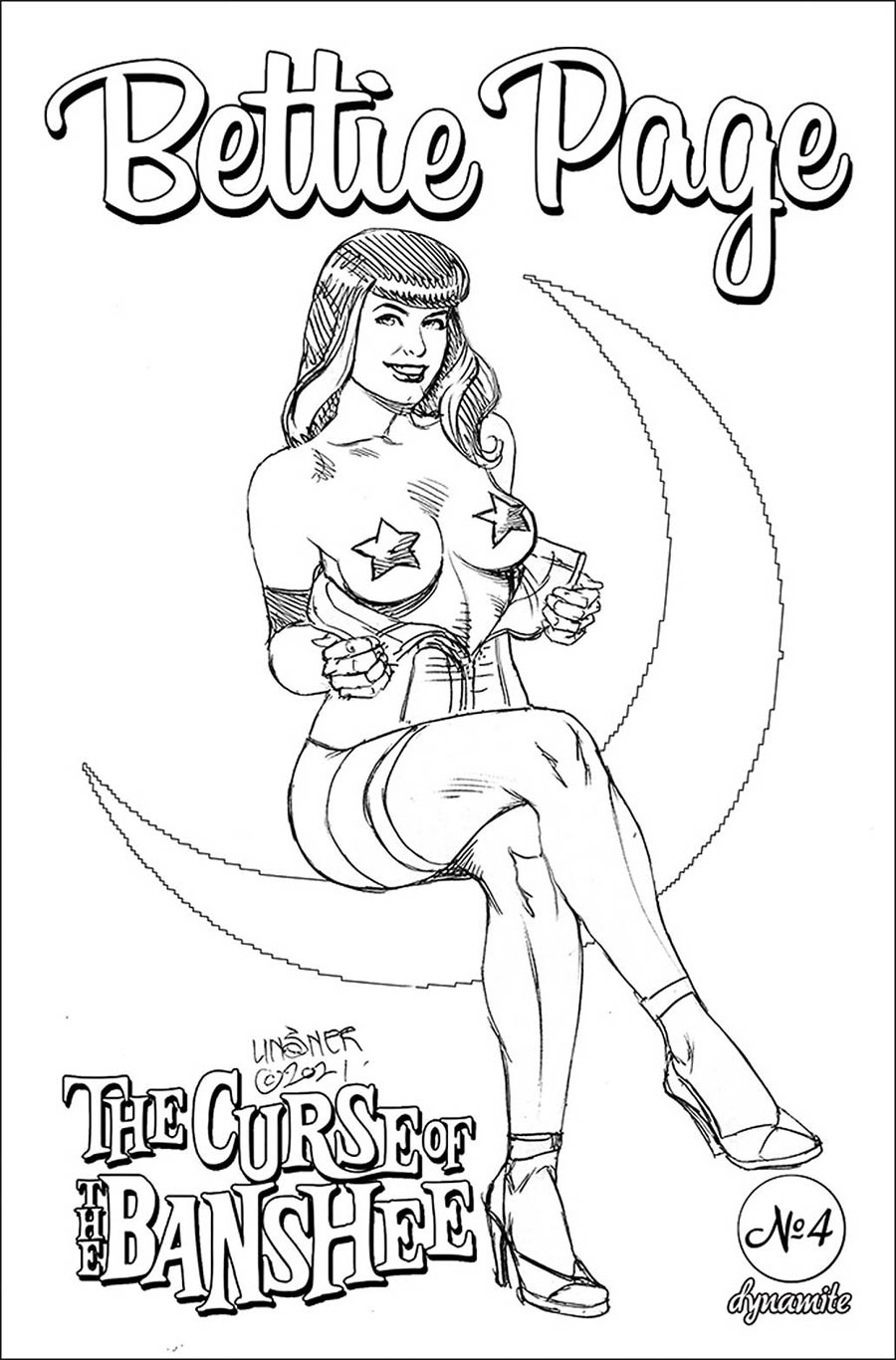 Bettie Page And The Curse Of The Banshee #4 Cover H Incentive Joseph Michael Linsner Black & White Cover