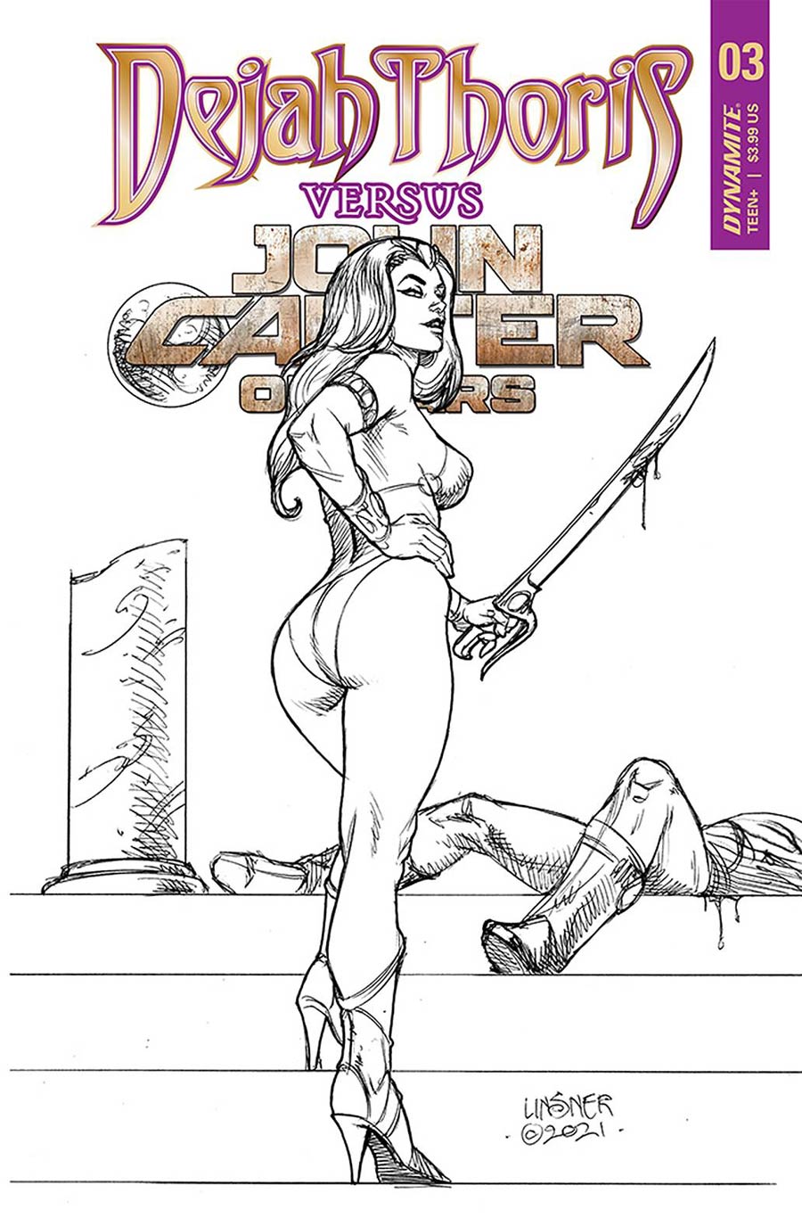 Dejah Thoris Versus John Carter Of Mars #3 Cover H Incentive Joseph Michael Linsner Black & White Cover