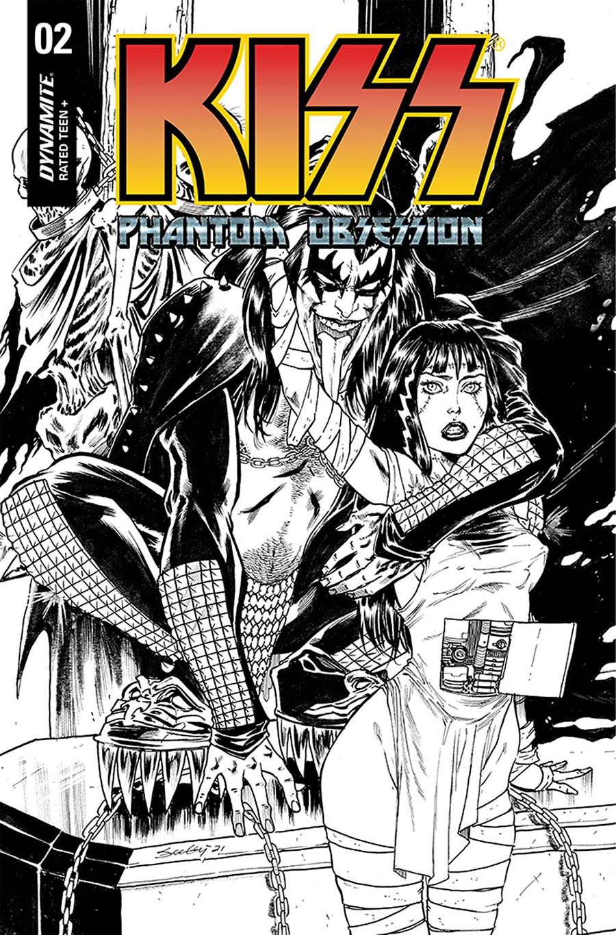 KISS Phantom Obsession #2 Cover I Incentive Tim Seeley Black & White Line Art Cover