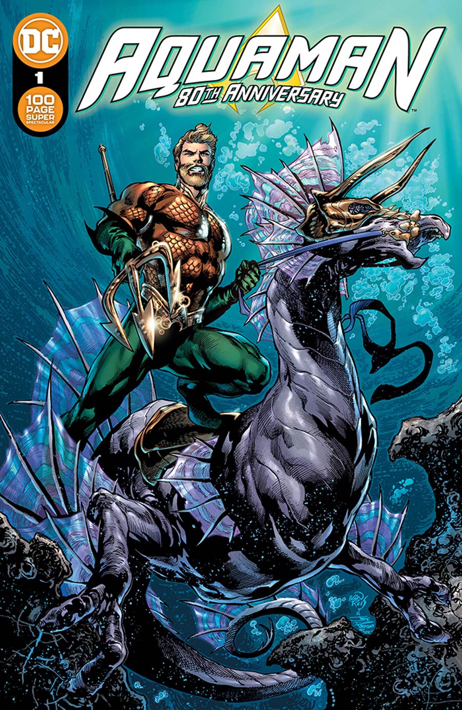 Aquaman 80th Anniversary 100-Page Super Spectacular #1 (One Shot) Cover J DF Silver Swordfish Signature Series Signed By Dan Jurgens