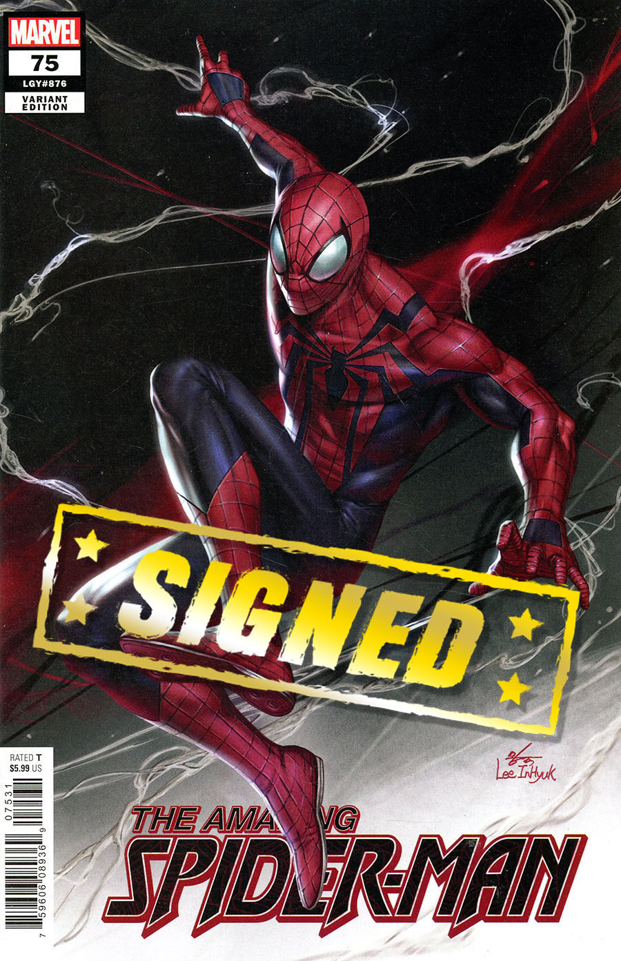 Amazing Spider-Man Vol 5 #75 Cover Q Variant Inhyuk Lee Cover Signed By Zeb Wells