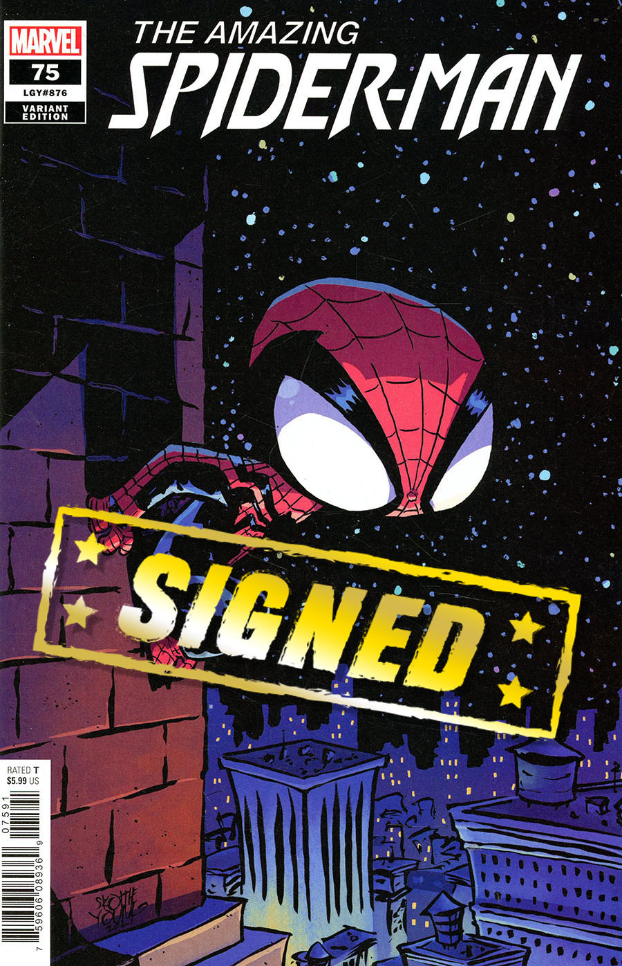 Amazing Spider-Man Vol 5 #75 Cover T Variant Skottie Young Cover Signed By Zeb Wells