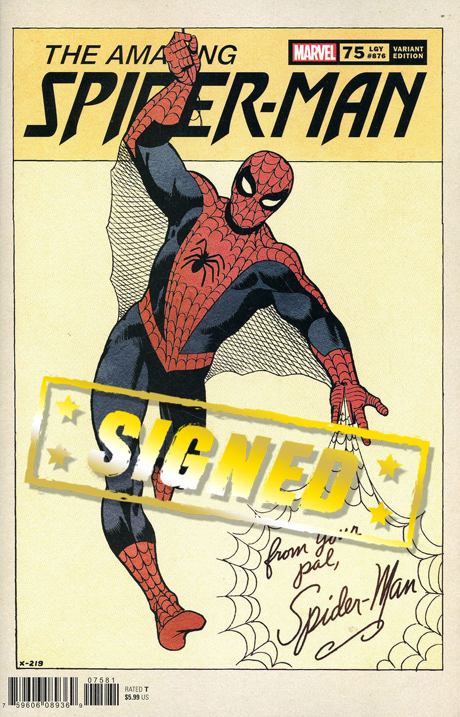 Amazing Spider-Man Vol 5 #75 Cover W Incentive Steve Ditko Hidden Gem Variant Cover Signed By Zeb Wells