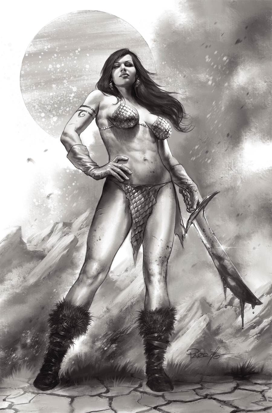 Red Sonja Black White Red #1 Cover S Incentive Lucio Parrillo Black & White Virgin Cover