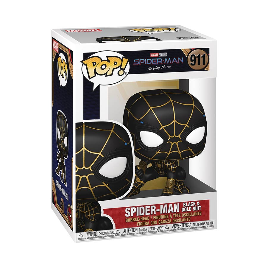 POP Marvel Spider-Man No Way Home Spider-Man Black And Gold Suit Vinyl Bobble Head