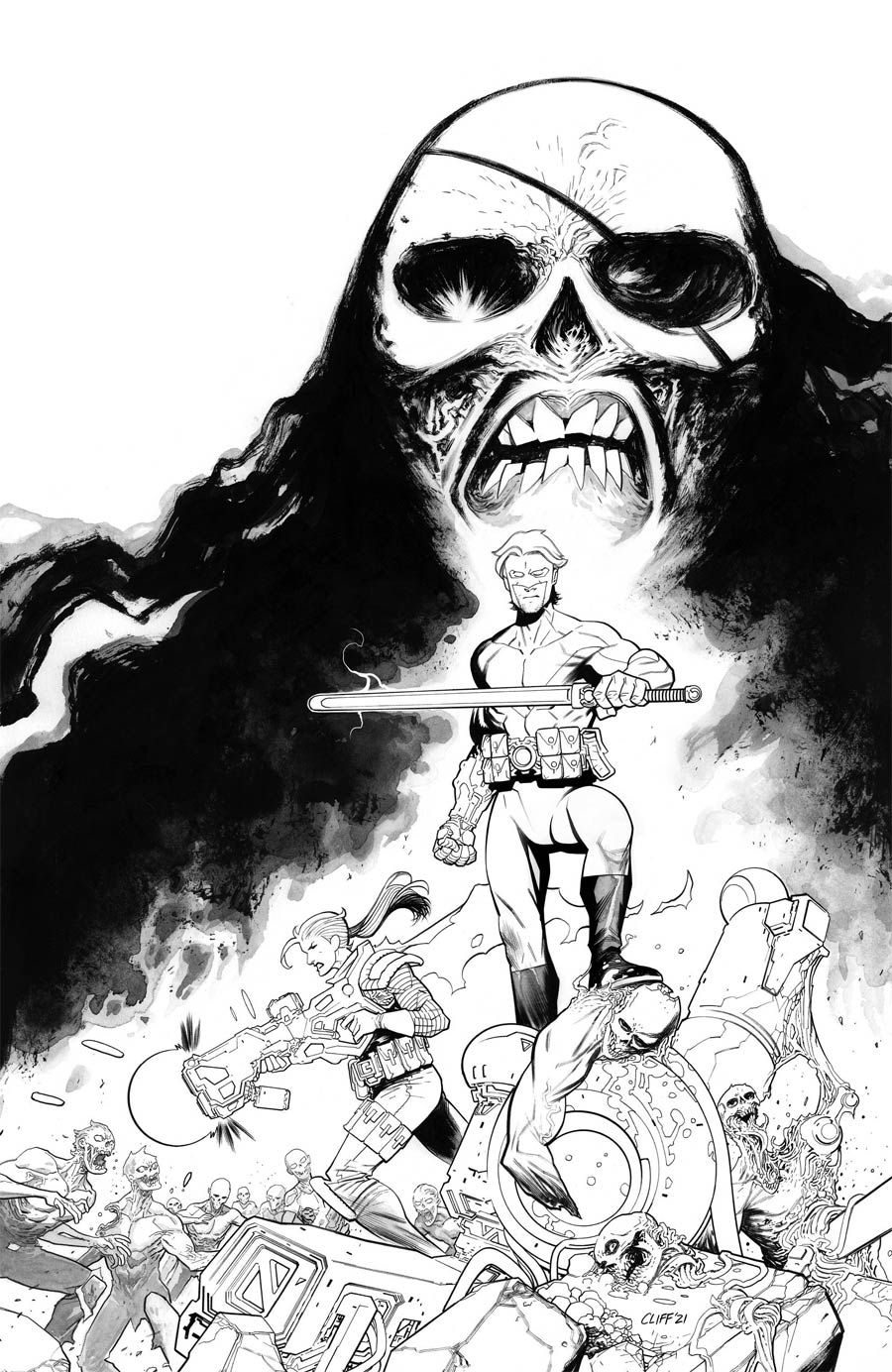 Skybound X #2 Cover F Incentive Cliff Rathburn Black & White Cover