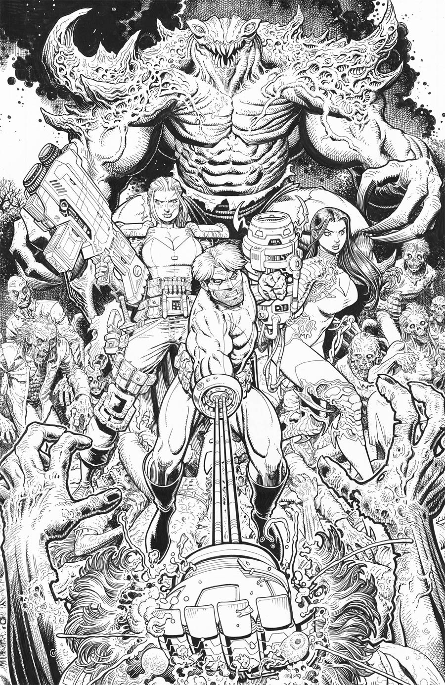 Skybound X #3 Cover H Incentive Arthur Adams Black & White Cover