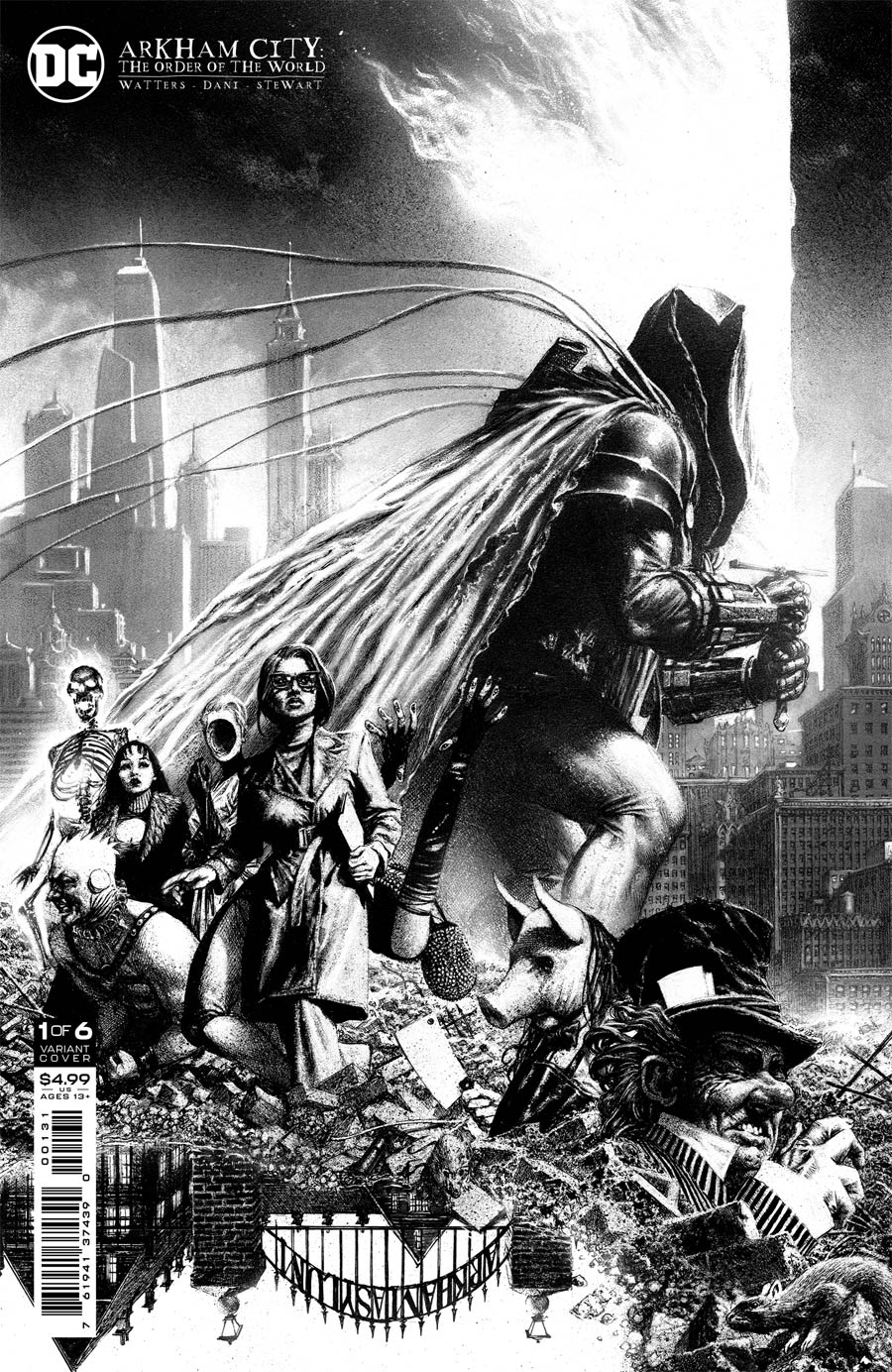 Arkham City The Order Of The World #1 Cover C Incentive Steve Beach Black & White Card Stock Variant Cover