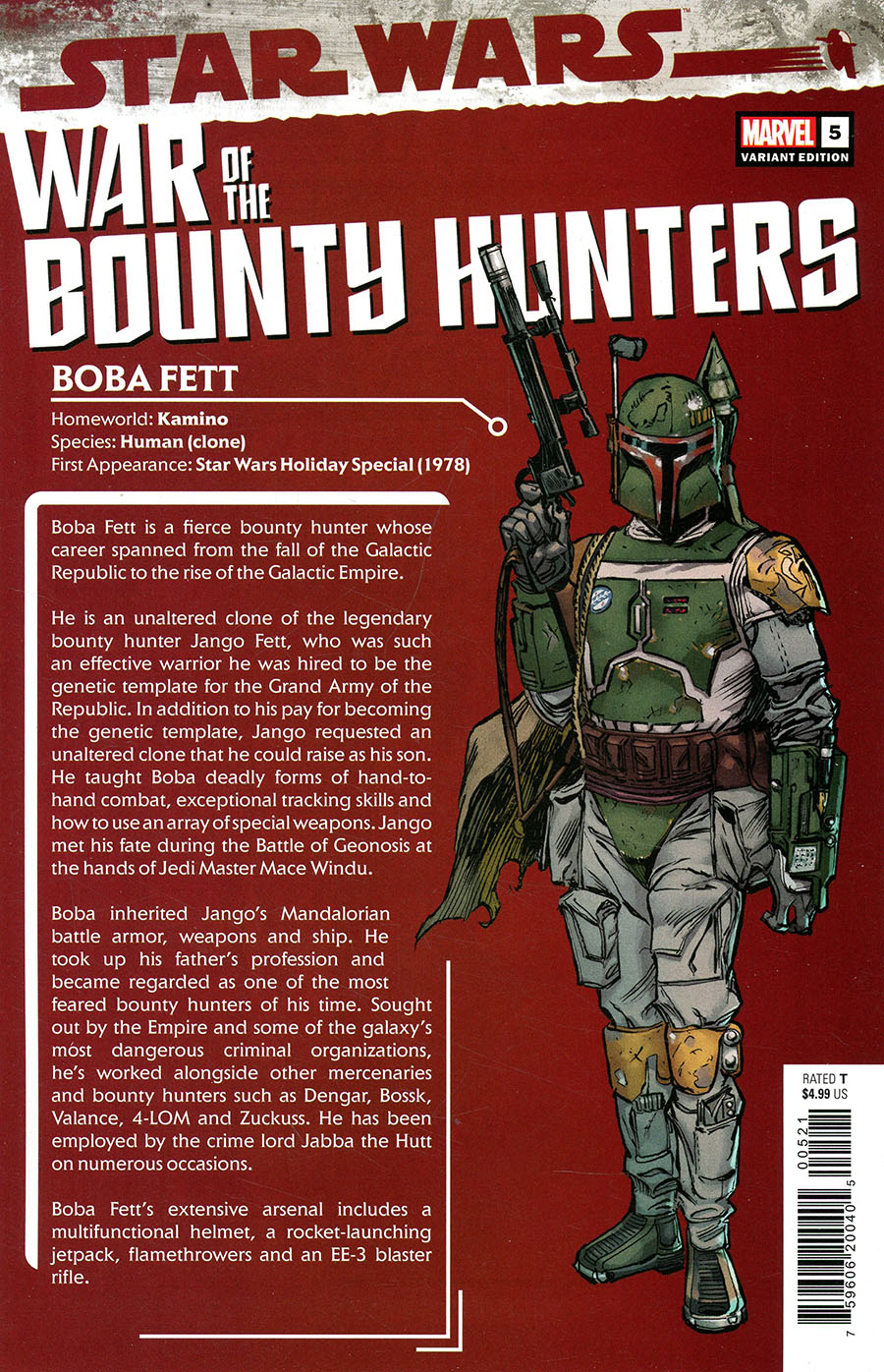 Star Wars War Of The Bounty Hunters #5 Cover B Variant Ron Frenz Bounty Hunter Handbook Cover