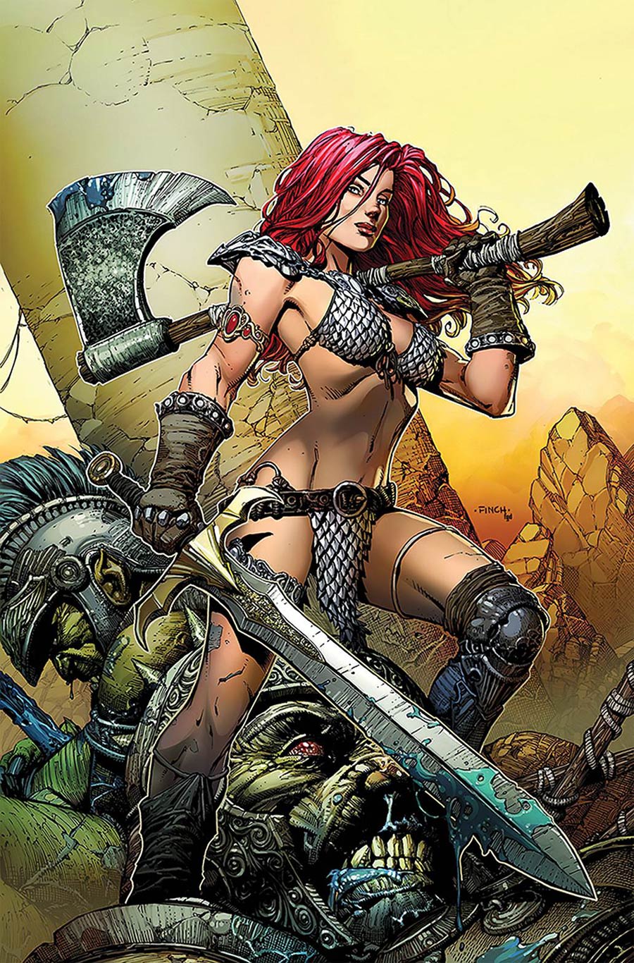 Red Sonja Price Of Blood #1 Cover Z David Finch Special Edition Metal Cover