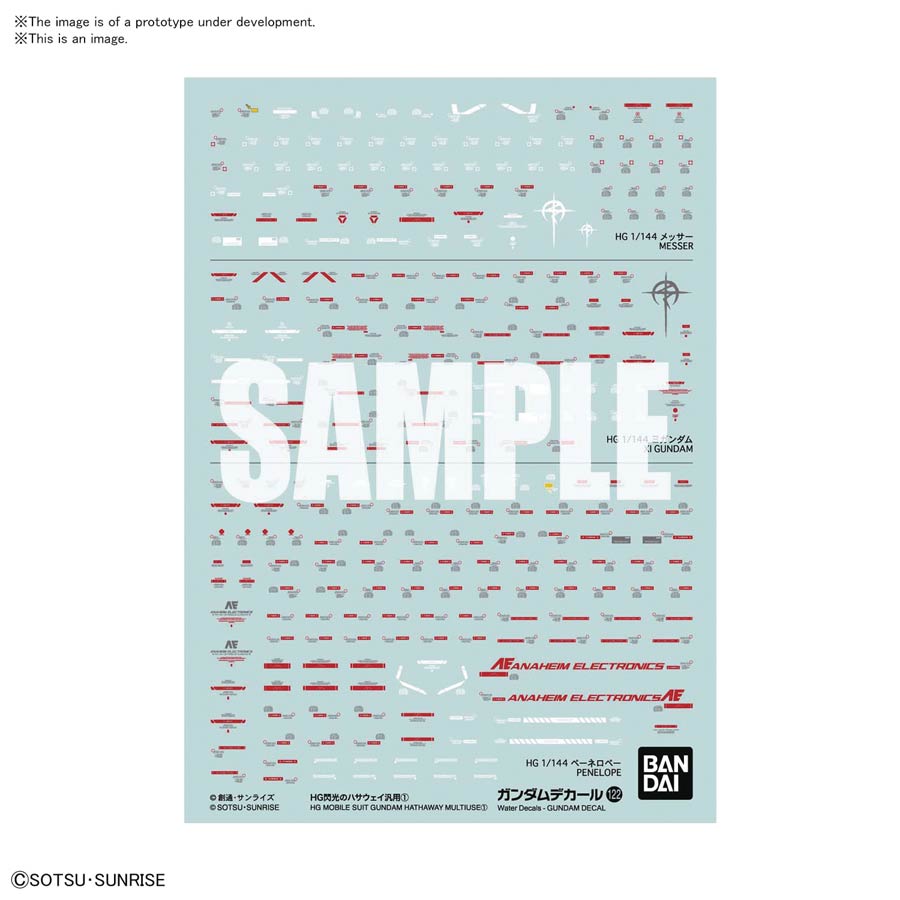 Mobile Suit Gundam Decal 122 Gundam Hathaway Multiuse Decal Set