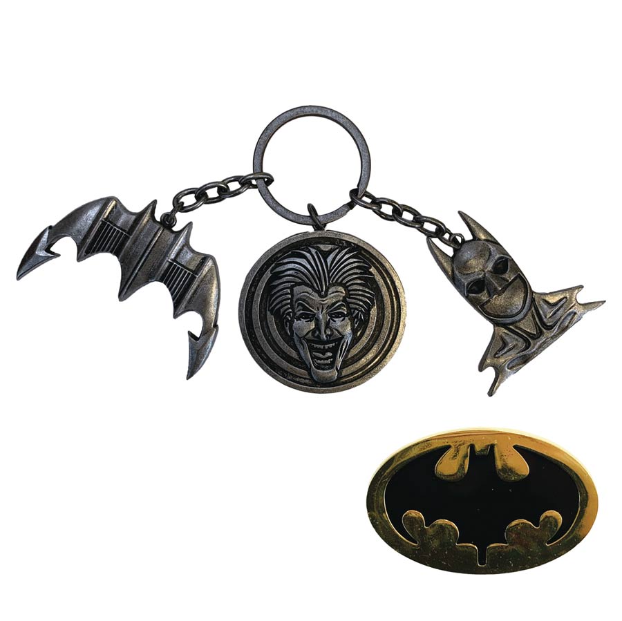 Batman 1989 Collector Home System Keychain And Pin Set