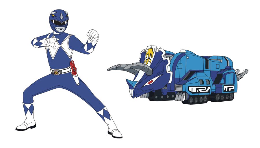 Power Rangers Retro Pin Set - Blue Ranger x Triceratops Zord