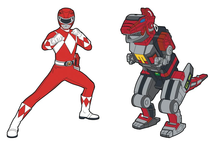 Power Rangers Retro Pin Set - Red Ranger x Tyrannosaurus Zord