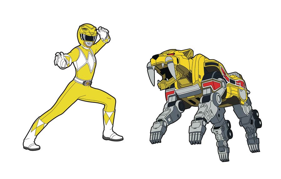 Power Rangers Retro Pin Set - Yellow Ranger x Sabertooth Tiger Zord