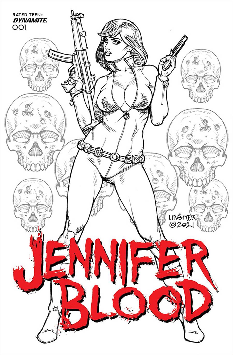 Jennifer Blood Vol 2 #1 Cover J Incentive Joseph Michael Linsner Black & White Cover