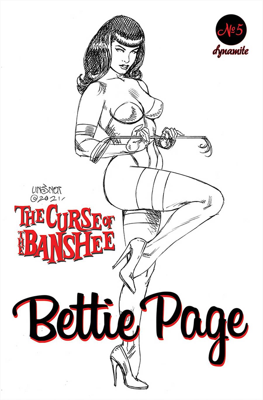 Bettie Page And The Curse Of The Banshee #5 Cover H Incentive Joseph Michael Linsner Black & White Cover