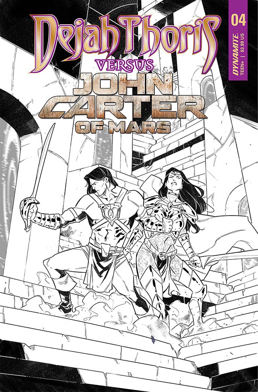 Dejah Thoris Versus John Carter Of Mars #4 Cover E Incentive Alessandro Miracolo Black & White Cover